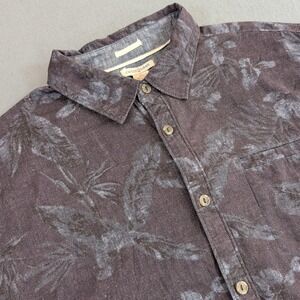 Carbon 2 Cobalt Button Down Shirt Mens Large Short Sleeve Linen Blend Tropical